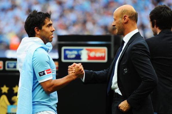 Attilio Lombardo con Carlos Tevez (getty images)