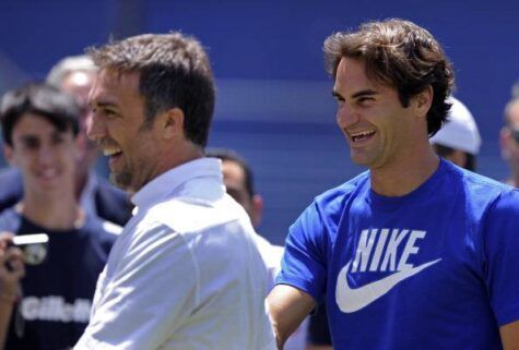 Gabriel Batistuta, qui con Roger Federer (getty images)