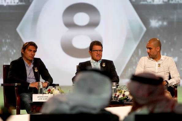 Antonio Conte, con Capello e Guardiola a Dubai (getty images)