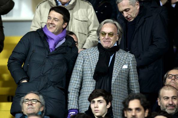 Matteo Renzi, qui con Diego Della Valle, tifoso viola (getty images)