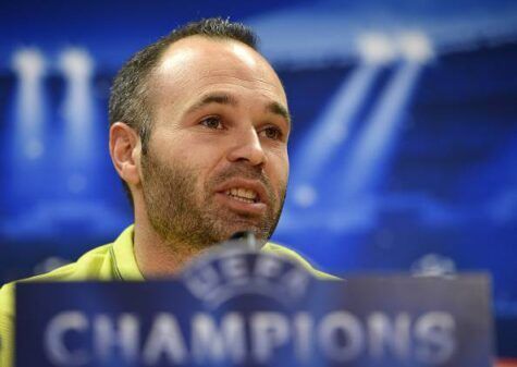Andres Iniesta in conferenza Champions ©Getty