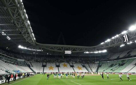 La Juventus si riscalda all'interno dello Juventus Stadium