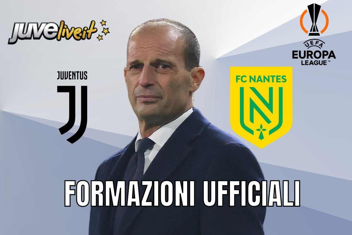 Formazioni ufficiali Juventus-Nantes: Allegri rivoluziona l'attacco