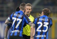 Inter Juventus proteste Brozovic e Barella con Chiffi