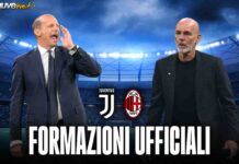 Formazioni ufficiali Juventus-Milan: