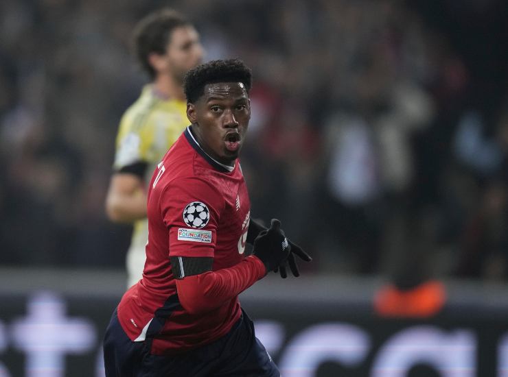 L'attaccante del Lille Jonathan David esulta dopo un gol