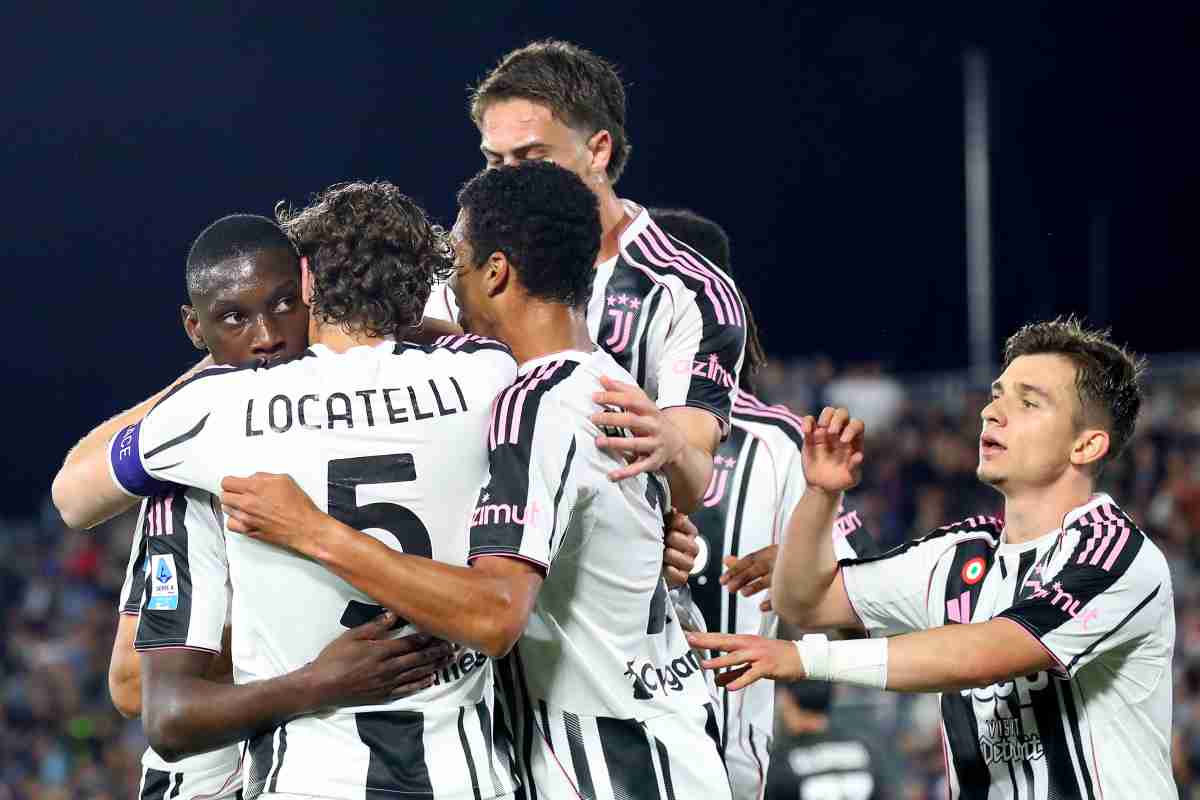 La Juventus esulta compatta dopo un gol