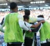 La Juventus esulta festeggiando un gol