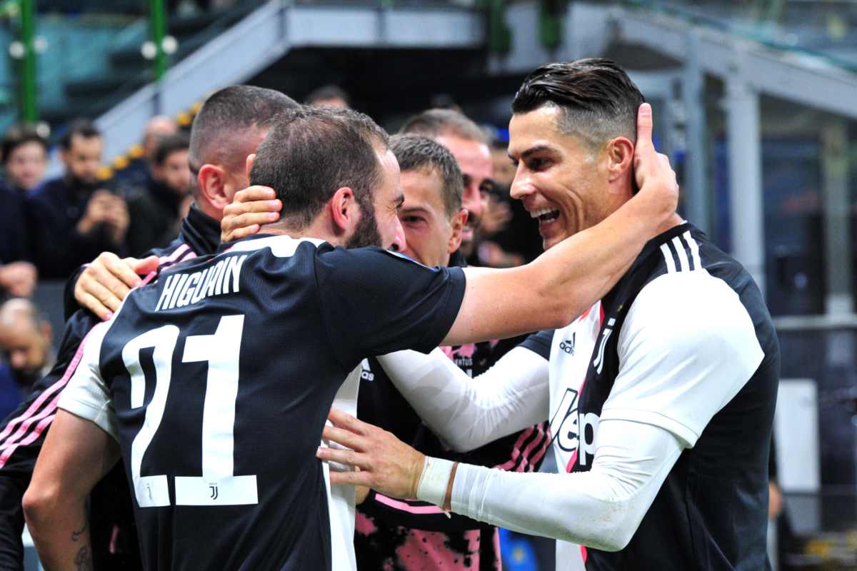 Higuain e Ronaldo esultano dopo un gol