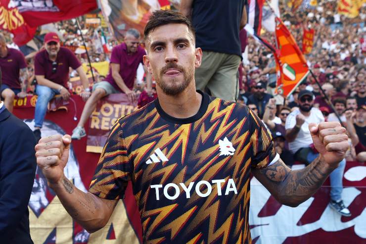 Pellegrini festeggia la vittoria dell'ultimo derby di Roma