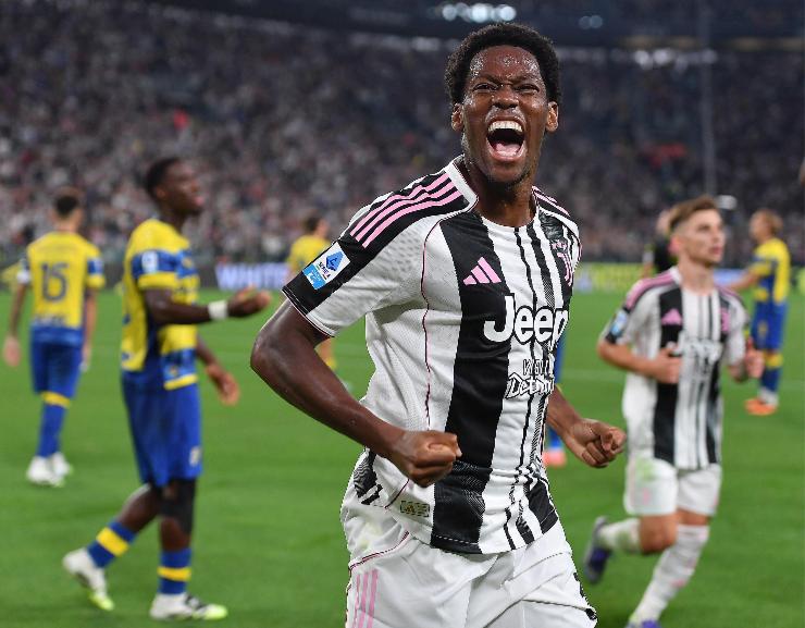 David esulta dopo il gol al Parma