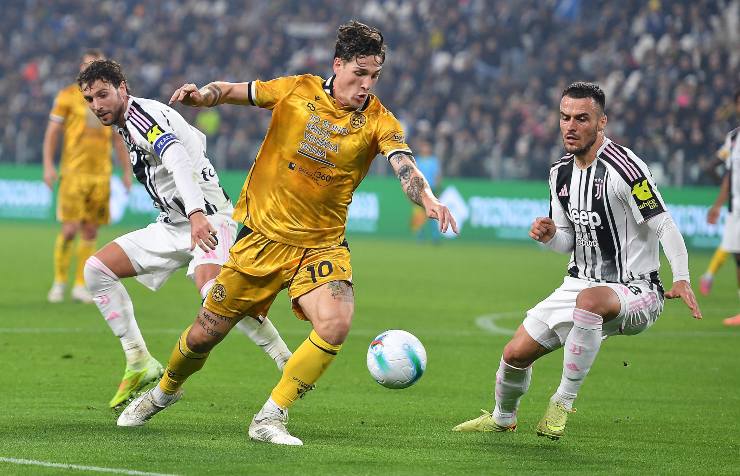Kostic contro Zaniolo in Juve-Udinese
