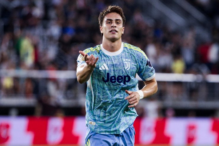 Yildiz esulta dopo un gol con la Juve