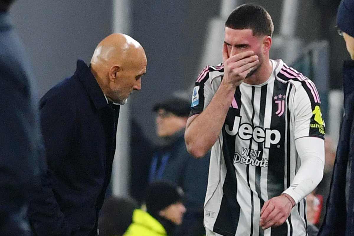 Spalletti e Vlahovic durante Juve-Cagliari