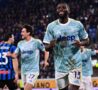 Jeremie Boga esulta dopo il gol all'Atalanta