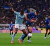 Jonathan David in azione contro l'Atalanta